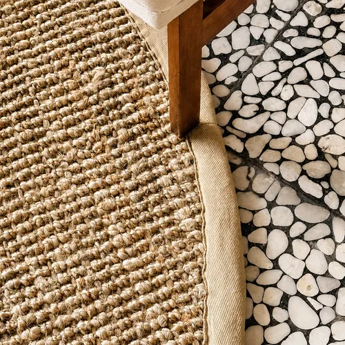 Alfombra Yute Redonda (M) en Beige, Uruguay | Decilo con Alma