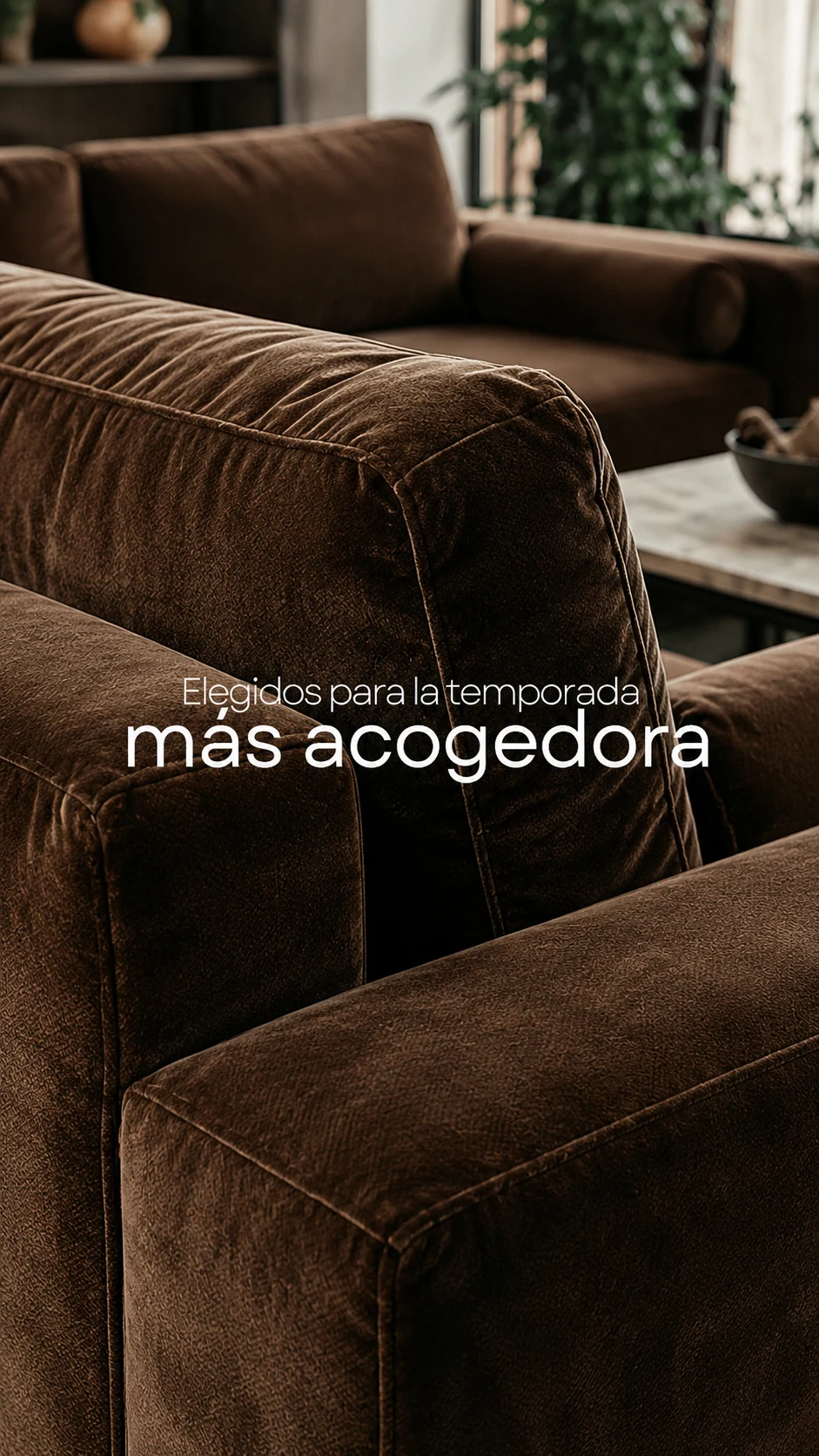 Colección Invierno — muebles cálidos, mantas, lámparas y tonos tierra para tu casa